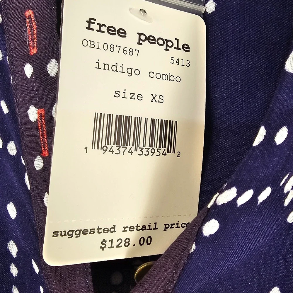 NWT Free People‎ Womens Indigo Combo Shibori Tunic Dress XS